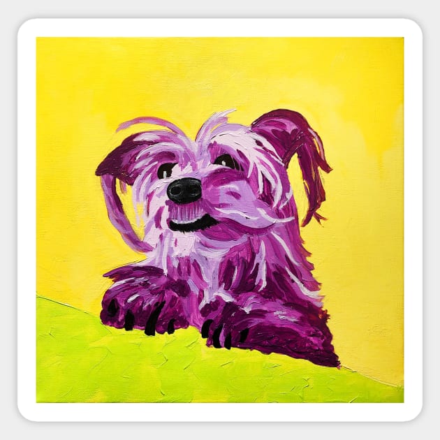 Purple Yorkie - Yes, Please Sticker by AmandaAAnthony